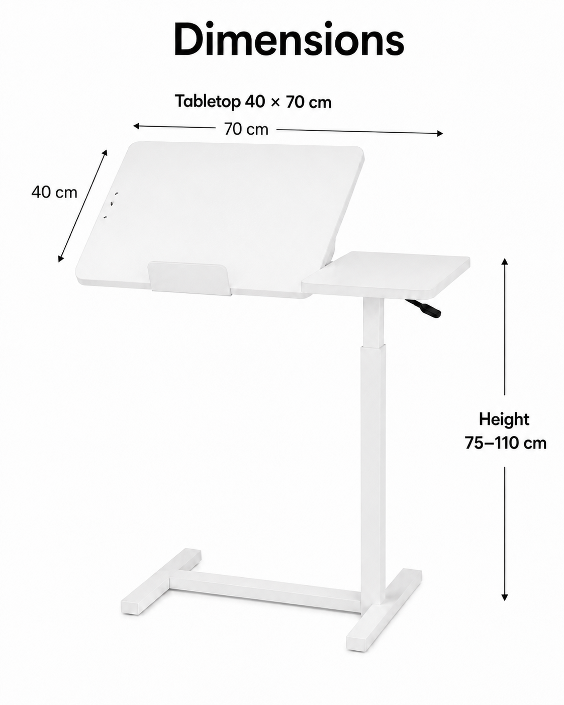 Black Height-Adjustable Mobile Bedside Table – Compact & Flexible