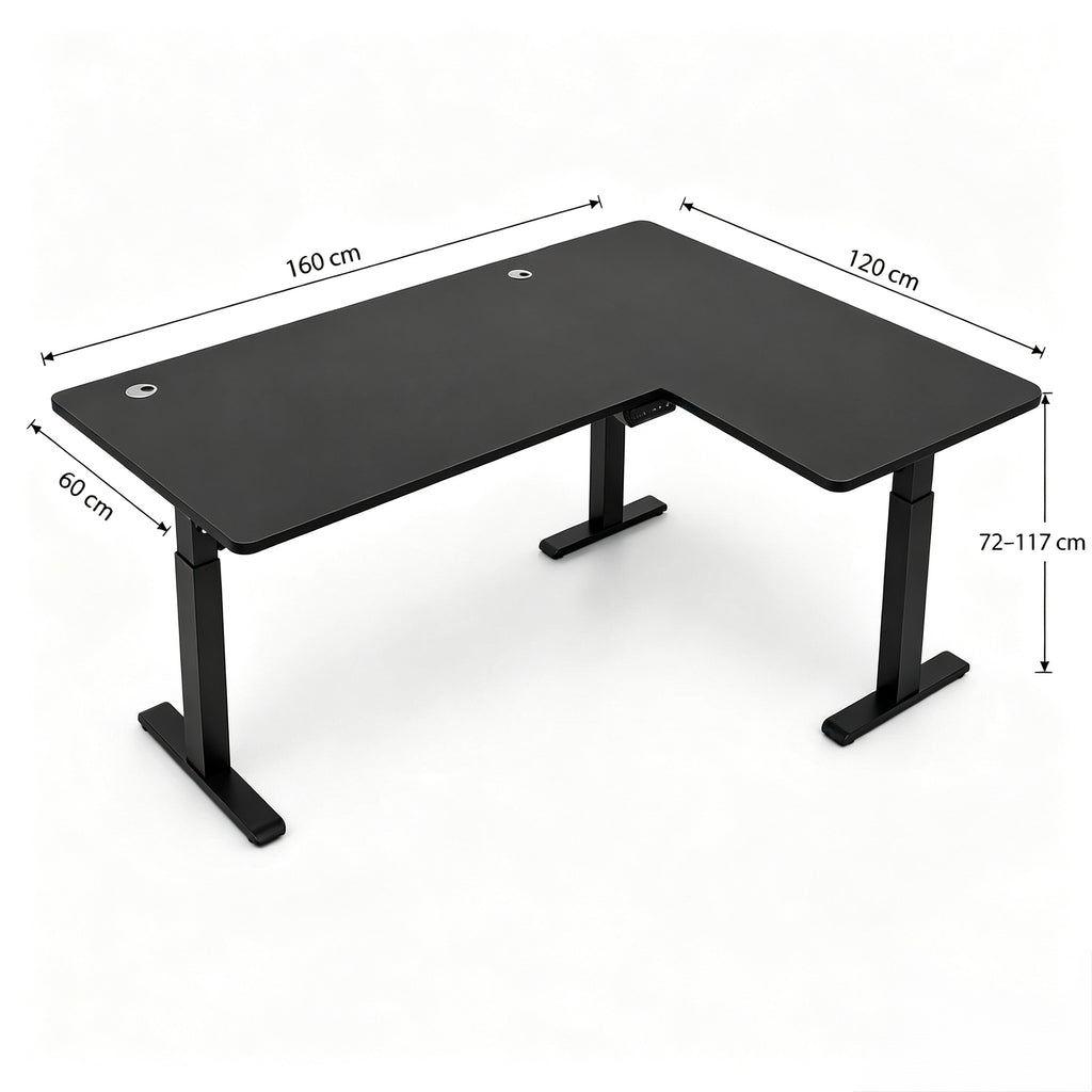 Black L-Shape Electric Standing Smart Gaming Desk (1.6m)
