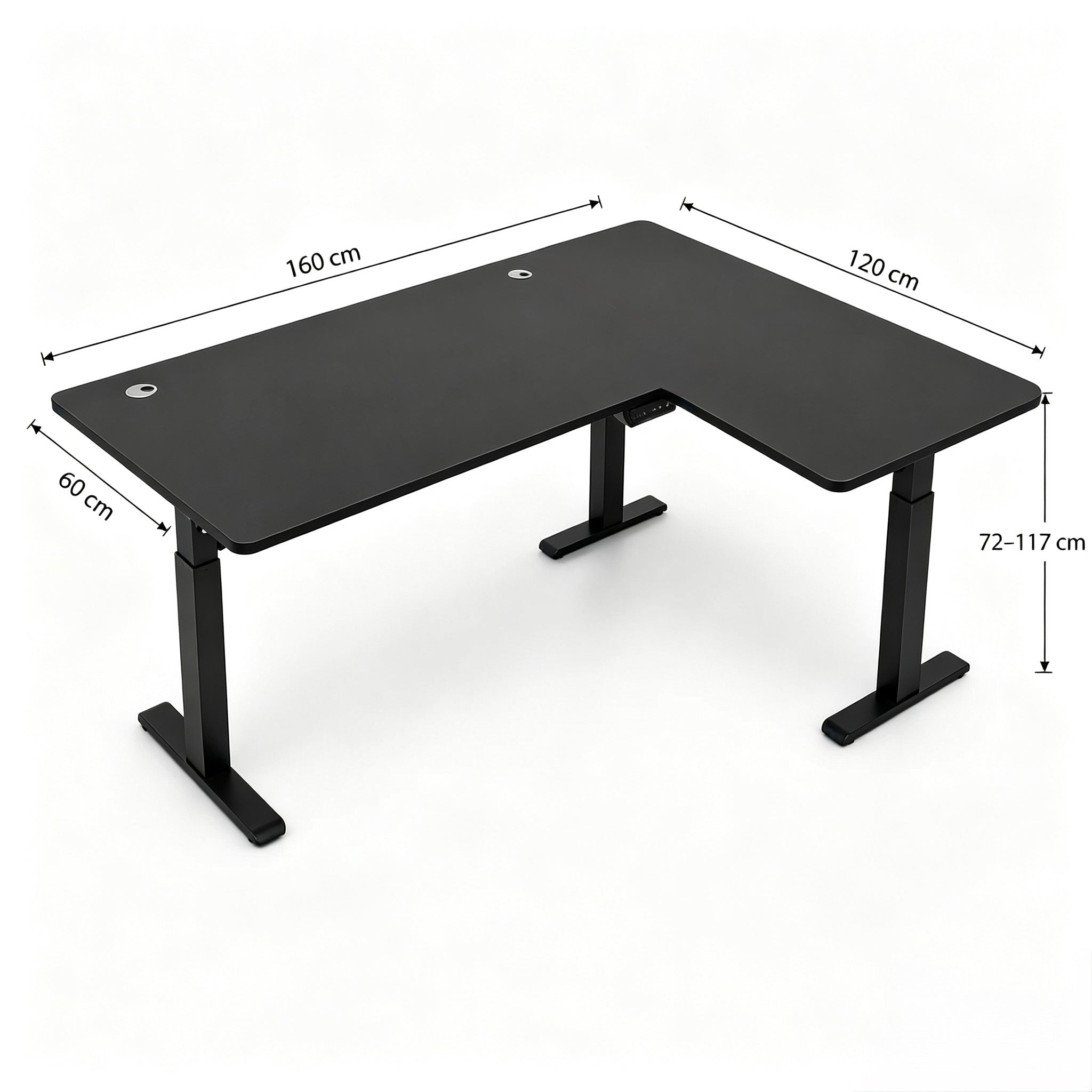 Black L-Shape Electric Standing Smart Gaming Desk (1.6m)